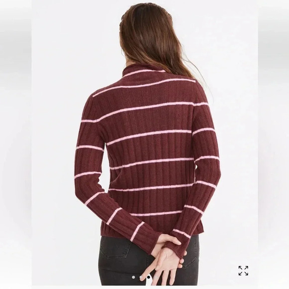 Madewell Colorful Striped Mock Neck Wool Alpaca Blend Soft Knit Sweater Retro XS - Picture 2 of 10